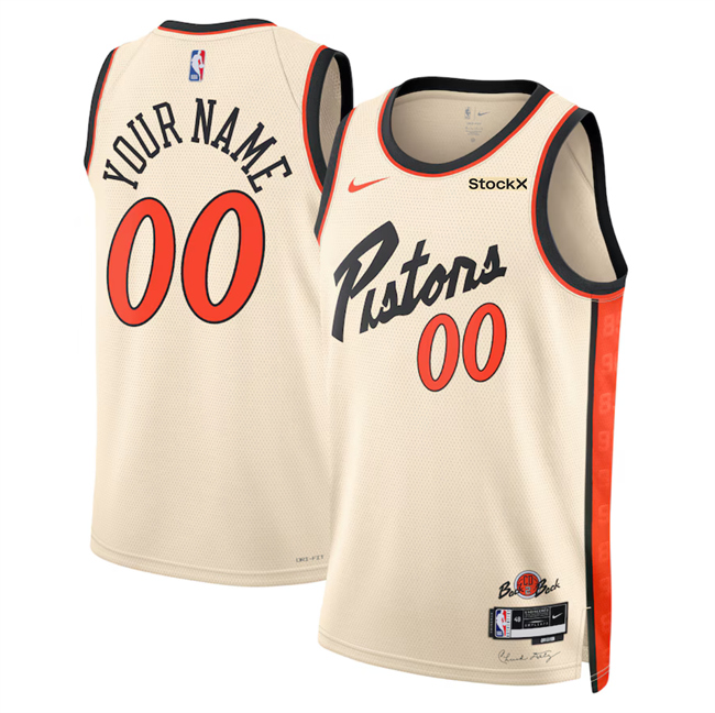 Men's Detroit Pistons Customized White 2024_25 City Edition Stitched Basketball Jersey