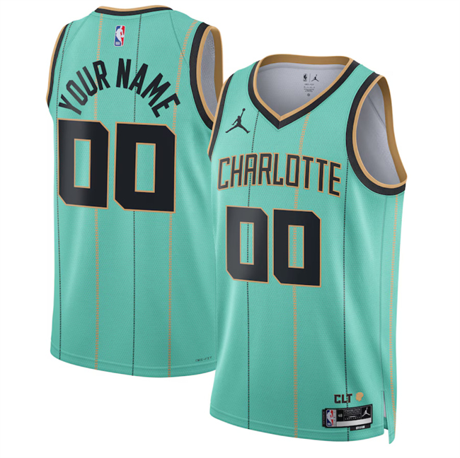 Men's Charlotte Hornets Customized Mint 2024_25 City Edition Stitched Basketball Jersey