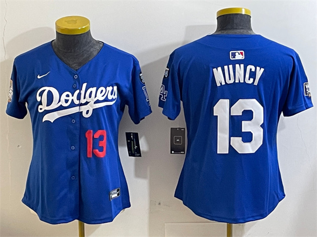 Youth Los Angeles Dodgers #13 Max Muncy Royal 2024 World Series With Fernando Memorial Patch Alternate Limited Stitched Baseball Jersey