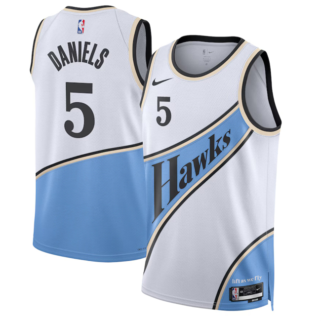 Men's Atlanta Hawks #5 Dyson Daniels White 2024-25 City Edition Stitched Jersey