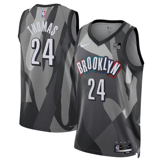 Men's Brooklyn Nets #24 Cam Thomas Black 2024-25 City Edition Stitched Basketball Jersey