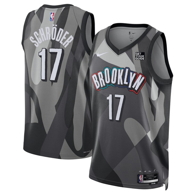 Men's Brooklyn Nets #17 Dennis Schröder Black 2024-25 City Edition Stitched Basketball Jersey