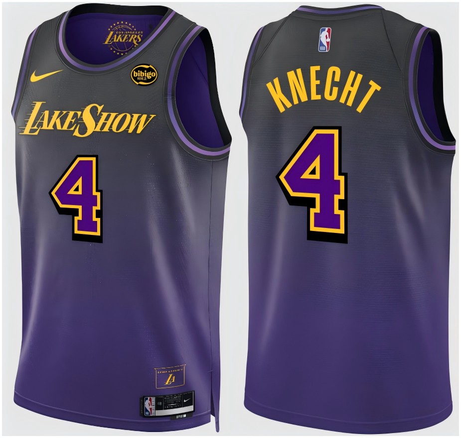 Men's Los Angeles Lakers #4 Dalton Knecht Purple 2024-25 City Edition Stitched Basketball Jersey