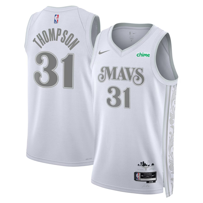 Men's Dallas Mavericks #31 Klay Thompson White 2024-25 City Edition Stitched Basketball Jersey