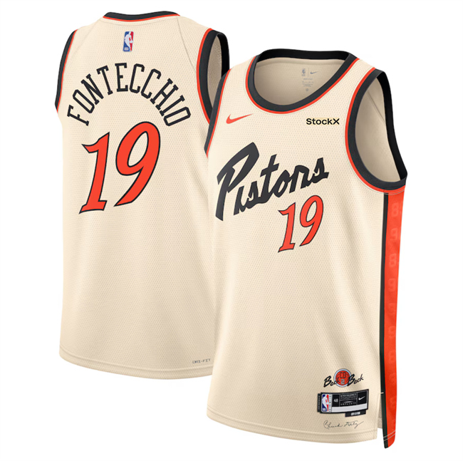 Men's Detroit Pistons #19 Simone Fontecchio Cream 2024-25 City Edition Stitched Basketball Jersey