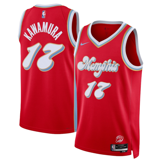 Men's Memphis Grizzlies #17 Yuki Kawamura Red 2024-25 City Edition Stitched Basketball Jersey