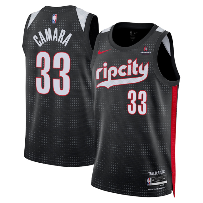 Men's Portland Trail Blazers #33 Toumani Camara Black 2024-25 City Edition Edition Stitched Basketball Jersey