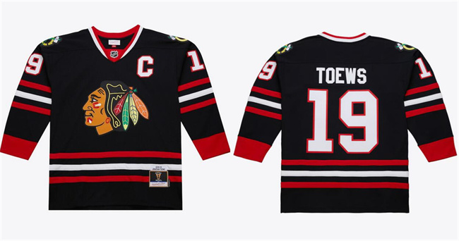 Men's Chicago Blackhawks #19 Jonathan Toews Black 2008-09 Stitched Hockey Jersey