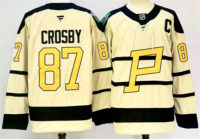 Men's Pittsburgh Penguins #87 Sidney Crosby Cream 2024-25 With C Patch Winter Classic Stitched Hockey Jersey