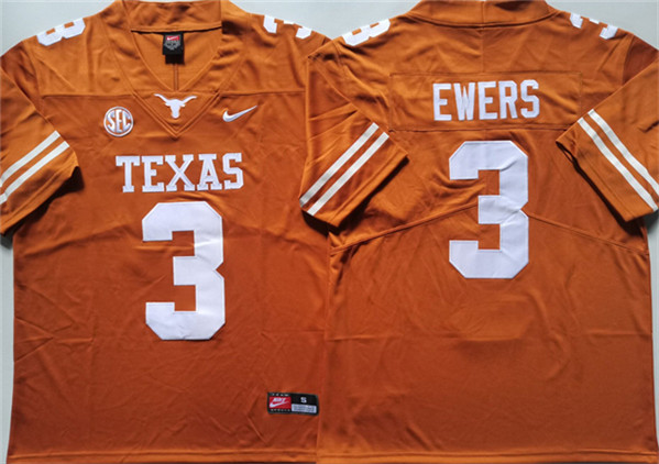 Men's Texas Longhorns #3 Quinn Ewers Orange Vapor Limited Stitched Football Jersey