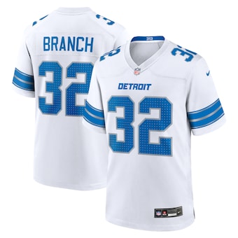 Men's Detroit Lions #32 Brian Branch White 2nd Alternate Game Nike Jersey