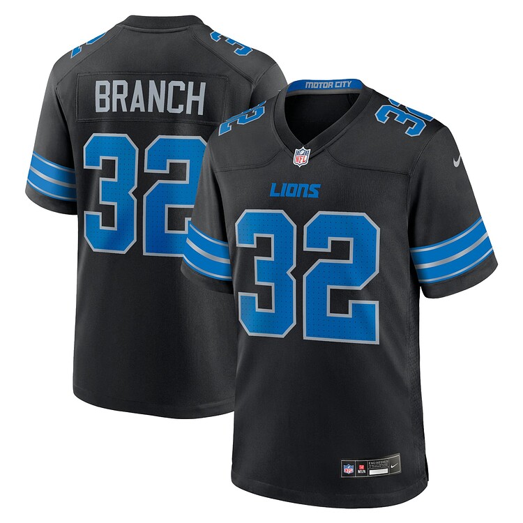 Men's Detroit Lions #32 Brian Branch Black 2nd Alternate Game Nike Jersey