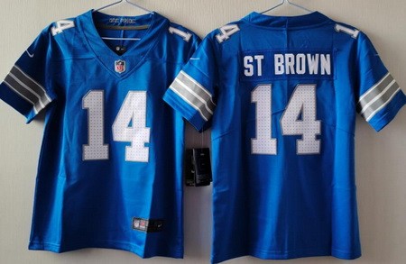 Women's Detroit Lions #14 Amon Ra St Brown Blue 2024 Vapor Nike Limited NFL Jersey