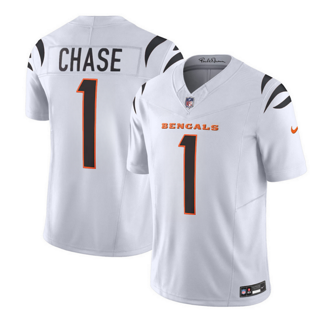 Men's Cincinnati Bengals #1 Ja'Marr Chase White F.U.S.E. Vapor Untouchable Limited Stitched Jersey