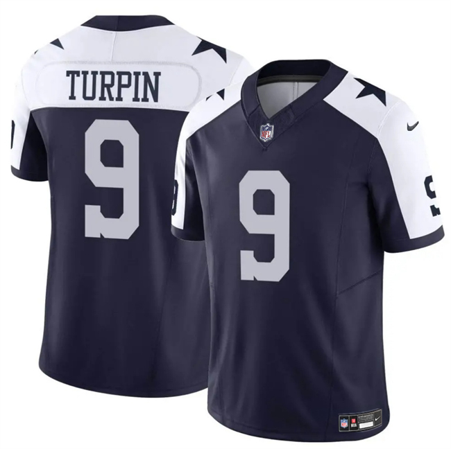 Men's Dallas Cowboys #9 KaVontae Turpin Navy White Thanksgiving Vapor Untouchable Limited Stitched Football Jersey