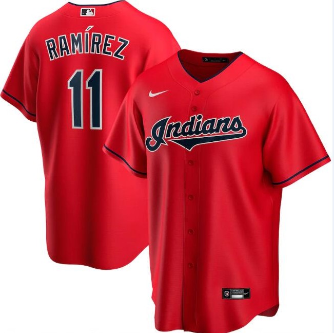 Men's Cleveland Indians Red #11 Jose Ramirez Cool Base Stitched MLB Jersey