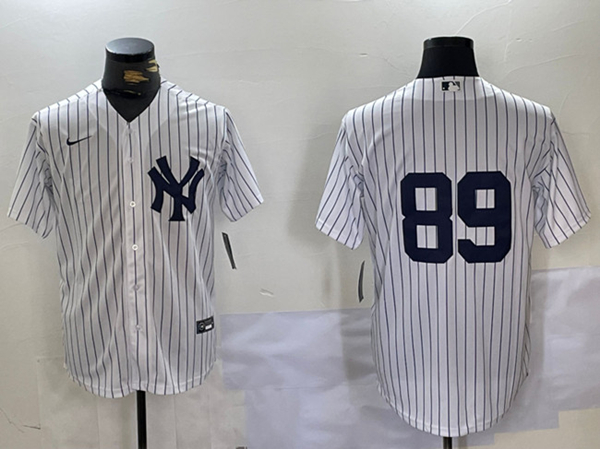 Men's New York Yankees #89 Jasson Dominguez White Without Name Cool Base Stitched Baseball Jersey