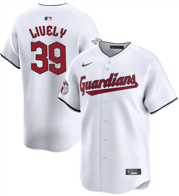 Men's Cleveland Guardians #39 Ben Lively White Cool Base Stitched Baseball Jersey