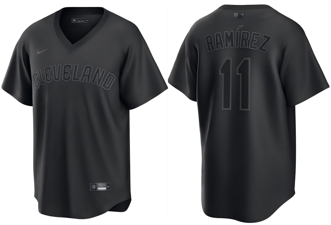 Men's Cleveland Guardians #11 Jose Ramirez Nike Replica Pitch Black MLB Jersey