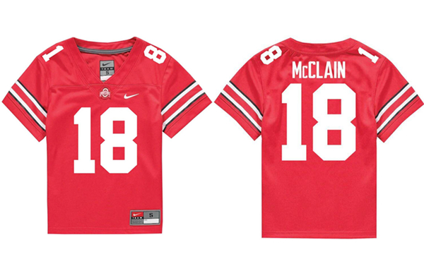 Men's Ohio State Buckeyes #18 Jaylen McClain Red Football Stitched Jersey