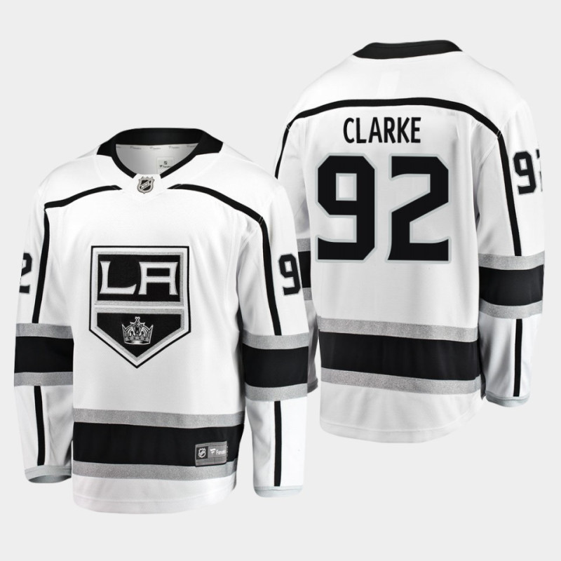 Men's Los Angeles Kings #92 Brandt Clarke Away White Breakaway Player Stitched Hockey Jersey