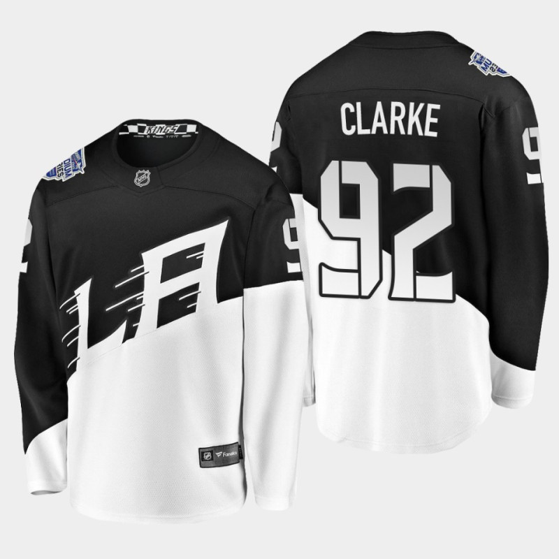 Men's Los Angeles Kings #92 Brandt Clarke 2020 Stadium Series Black White Stitched Hockey Jersey Breakaway Player