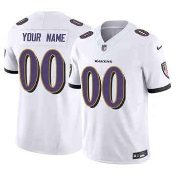 Men's Baltimore Ravens Customized Nike Vapor F.U.S.E. Limited White Stitched NFL Jersey