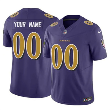 Men's Baltimore Ravens Customized Nike Vapor F.U.S.E. Limited Color Rush Purple Stitched NFL Jersey