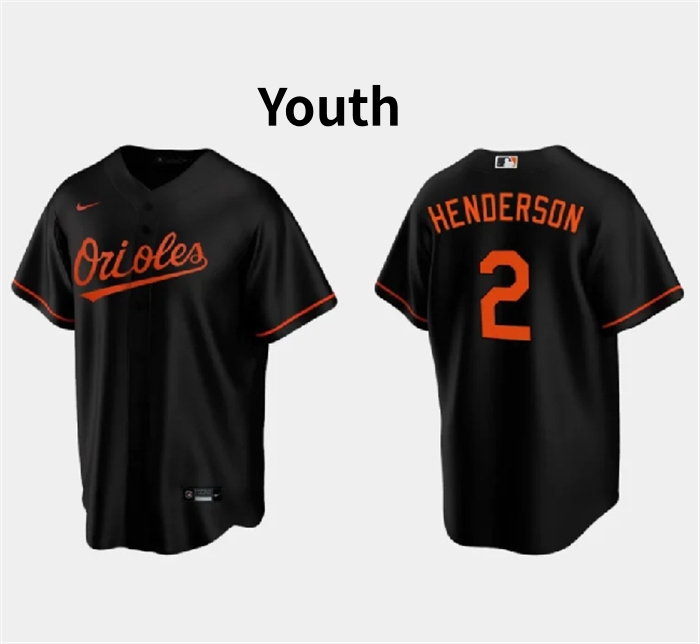 Youth Baltimore Orioles #2 Gunnar Henderson Black Cool Base Stitched Jersey