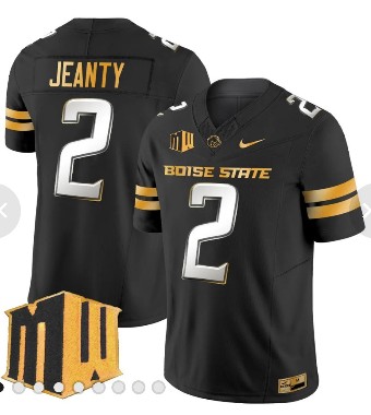 Men's Boise State Broncos #2 Ashton Jeanty Black Gold Nike 2024 F.U.S.E. Vapor Limited Stitched Football Jersey