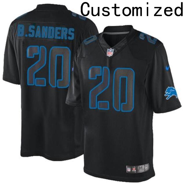 Men's Detroit Lions Customized Black Nike Stitched NFL Impact Limited Jersey