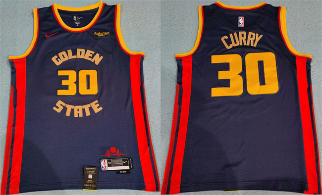 Men's Golden State Warriors #30 Stephen Curry Navy 2024_25 City Edition Stitched Basketball Jersey