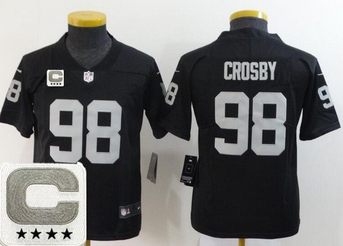 Youth Las Vegas Raiders #98 Maxx Crosby Limited Black C Patch Vapor Jersey