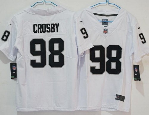 Youth Las Vegas Raiders #98 Maxx Crosby Limited White Vapor Jersey