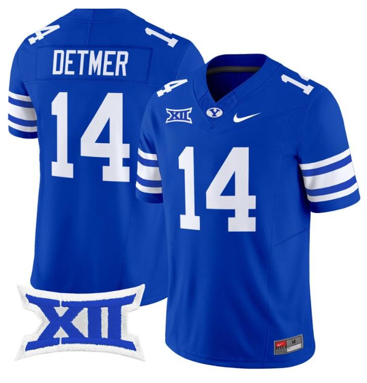 Men's Nike Ty Detmer Jersey #14 BYU Cougars Vapor Limited College Football Stitched Royal