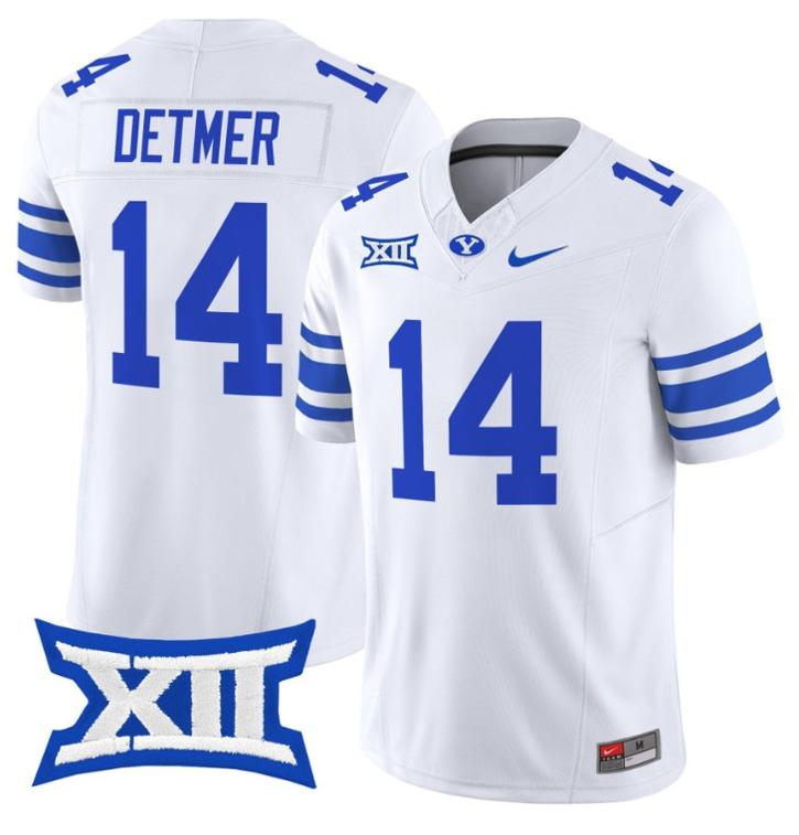 Men's Nike Ty Detmer Jersey #14 BYU Cougars Vapor Limited College Football Stitched White