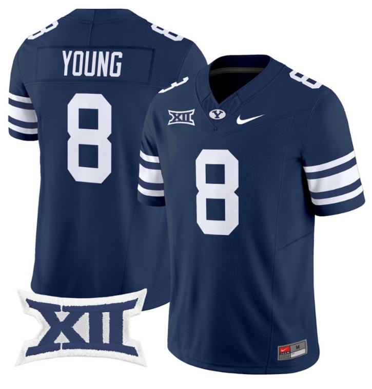 Men's Nike Steve Young Jersey #8 BYU Cougars Vapor Limited College Football Stitched Navy