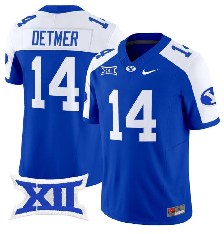 Men's Nike Ty Detmer Jersey #14 BYU Cougars Vapor Limited College Football Stitched Royal Alternate