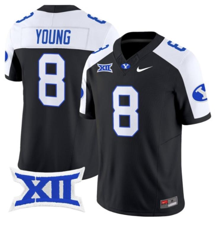 Men's Nike Steve Young Jersey #8 BYU Cougars Vapor Limited College Football Stitched Black Alternate