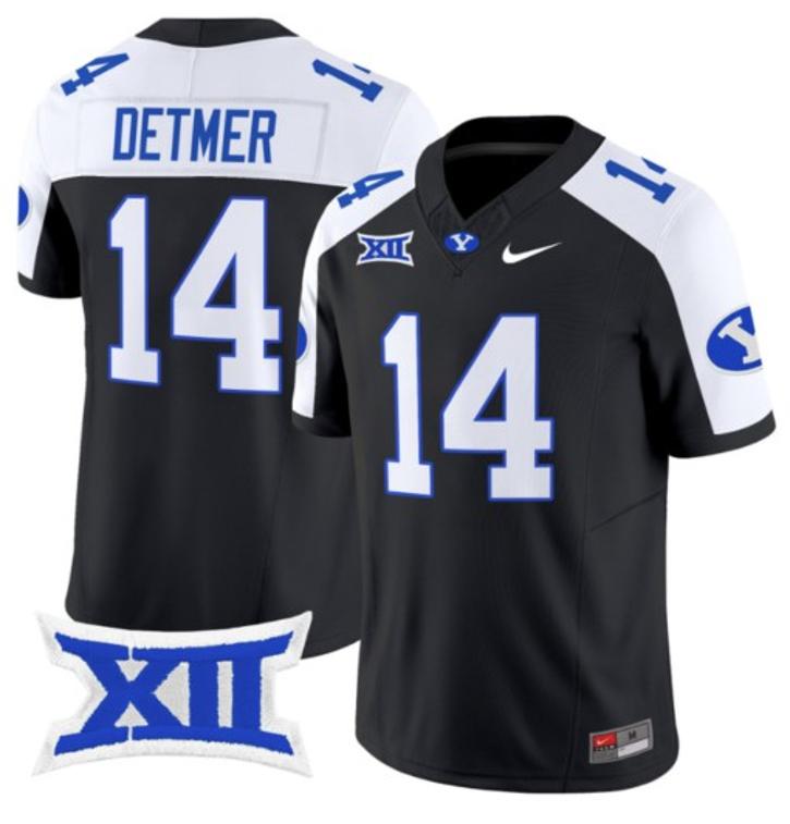 Men's Nike Ty Detmer Jersey #14 BYU Cougars Vapor Limited College Football Stitched Black Alternate