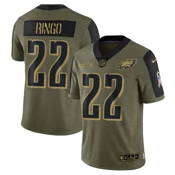 Men's Philadelphia Eagles #22 Kelee Ringo Limited 2021 Salute to Service Olive Nike Stitched NFL Jersey