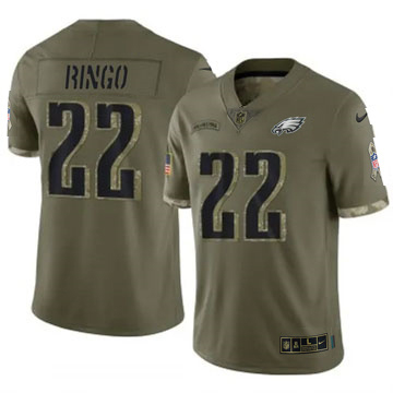 Men's Philadelphia Eagles #22 Kelee Ringo Limited 2022 Salute to Service Olive Nike Stitched NFL Jersey