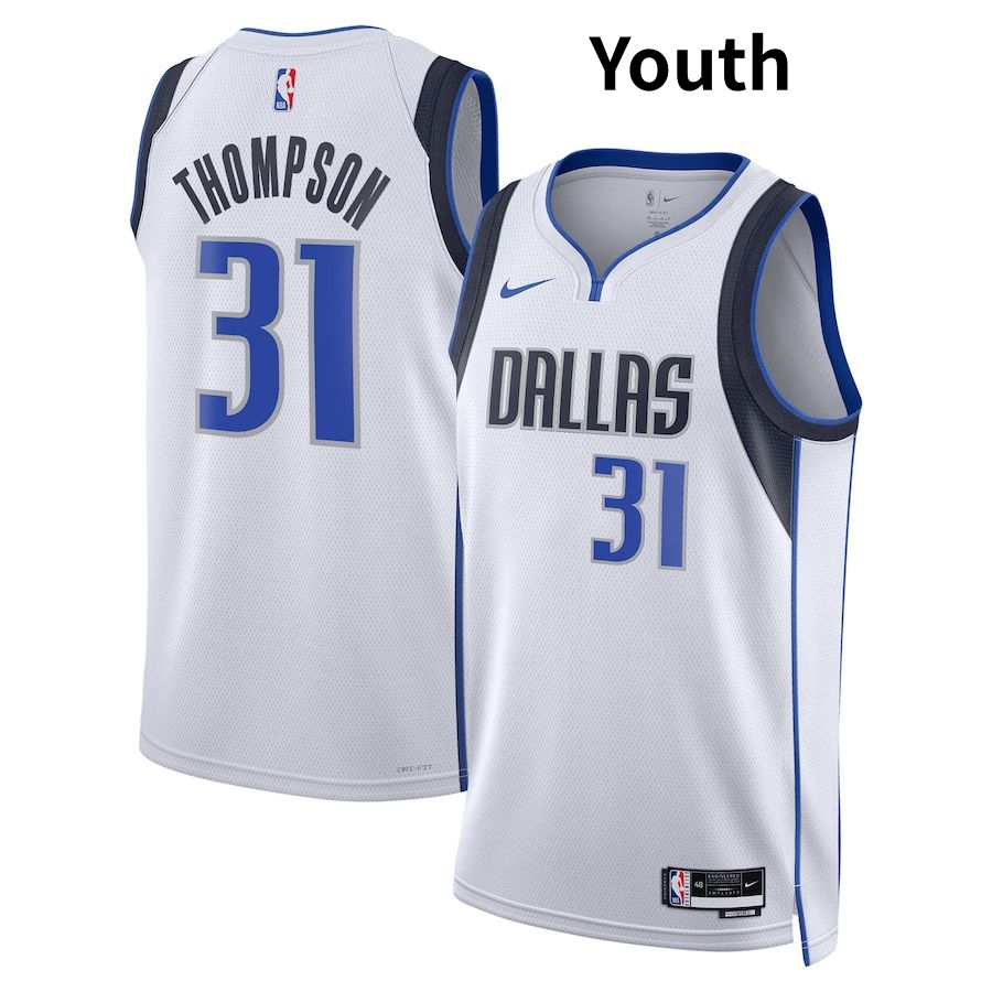 Youth Dallas Mavericks #31 Klay Thompson White 2024 Icon Edition Stitched Basketball Jersey