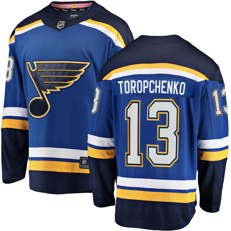 Men's #13 Alexei Toropchenko St. Louis Blues Home Royal Breakaway Jersey by Fanatics