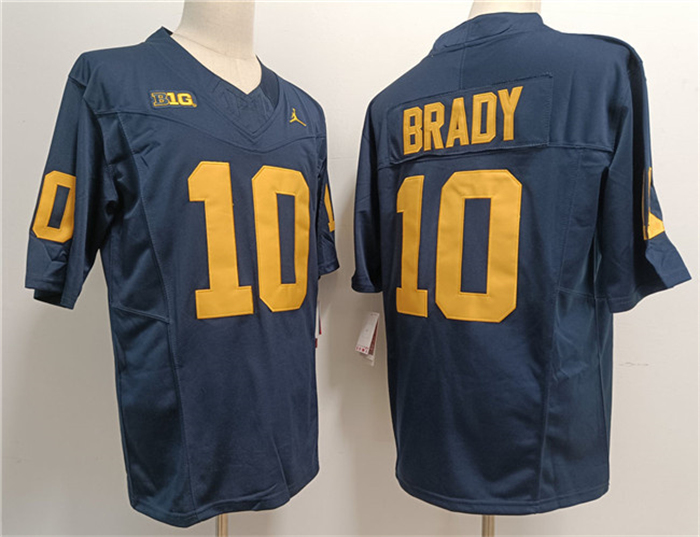 Men's Michigan Wolverines #10 Tom Brady 2023 F.U.S.E. Navy Stitched Jersey