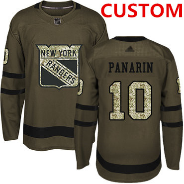 Men's New York Rangers Custom Green Salute to Service Stitched Hockey Jersey