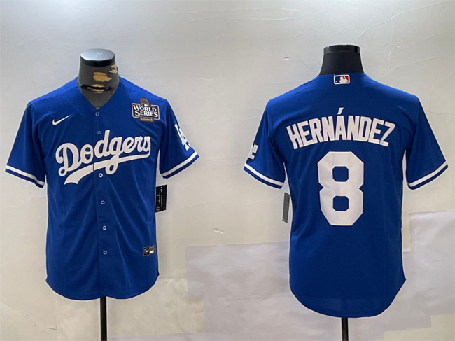 Men's Los Angeles Dodgers #8 Enrique Hernández Royal 2024 World Series Cool Base Stitched Baseball Jersey