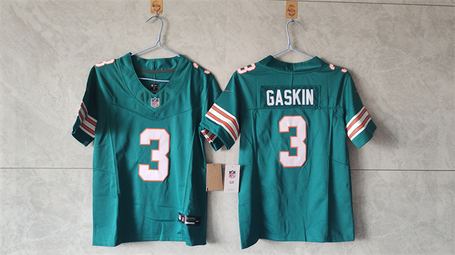 Youth Miami Dolphins #3 Myles Gaskin Aqua 2024 F.U.S.E Alternate Vapor Limited Stitched Football Jersey