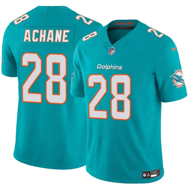 Men's Miami Dolphins #28 De'Von Achane Aqua 2024 F.U.S.E Vapor Limited Stitched Football Jersey