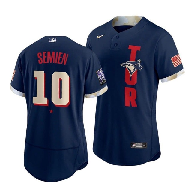 Men's Toronto Blue Jays #10 Marcus Semien 2021 Navy All-Star Flex Base Stitched Baseball Jersey